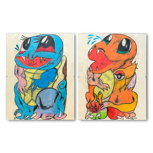 Austin Ansbro - Squirtle and Charizard - Diptych